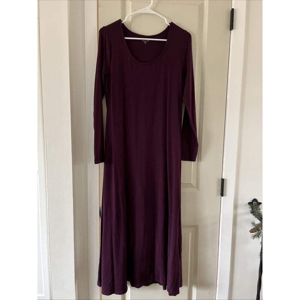 Garnet Hill Plum Seamed Knit Midi Dress M